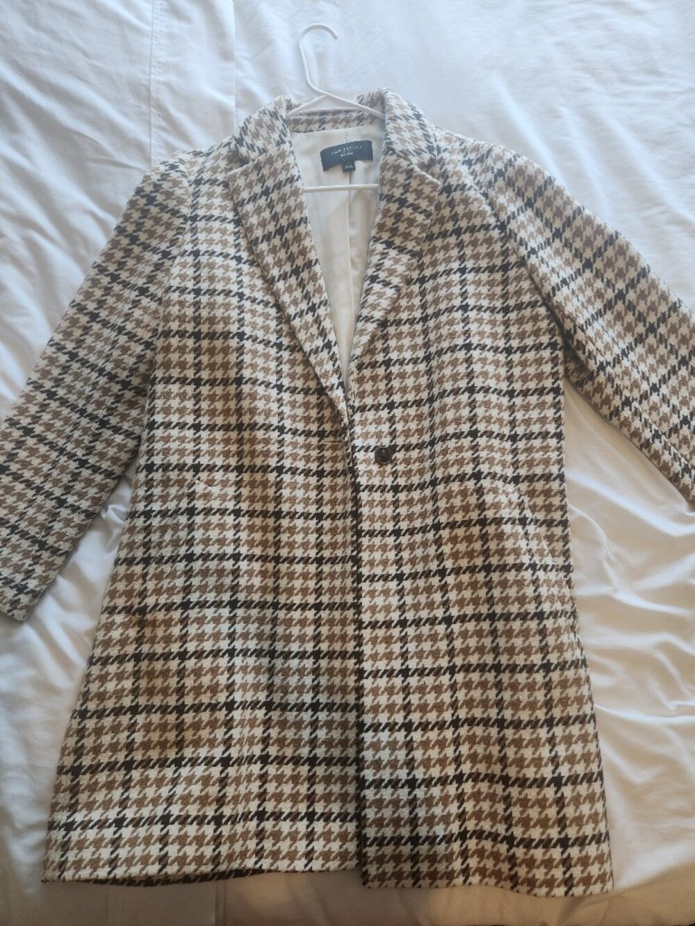 Women's Houndstooth Ann Taylor Factory Petite Trench Coat, L
